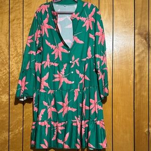 Source Unknown Green and Pink Floral Dress